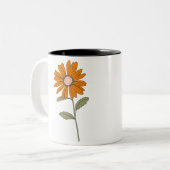 Oranje Daisy Flower Mok - Retro Floral Coffee Cup (Voorkant links)