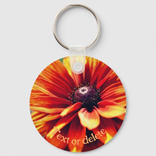Oranje Daisy Flower Personalized Sleutelhanger (Voorkant)