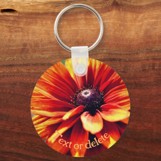 Oranje Daisy Flower Personalized Sleutelhanger (Voorkant)