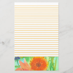 Oranje Daisy Flower Pink Day Lily Lined Letter Briefpapier