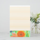 Oranje Daisy Flower Pink Day Lily Lined Letter Briefpapier (Staand voorkant)