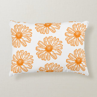 Oranje Daisy Flower Print,  Floral Pattern Accent Kussen