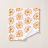 Oranje Daisy Flower Print, Floral Pattern Bad Handdoek (Wasdoekje)