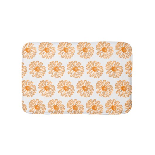 Oranje Daisy Flower Print, Floral Pattern Badmat (Voorkant)