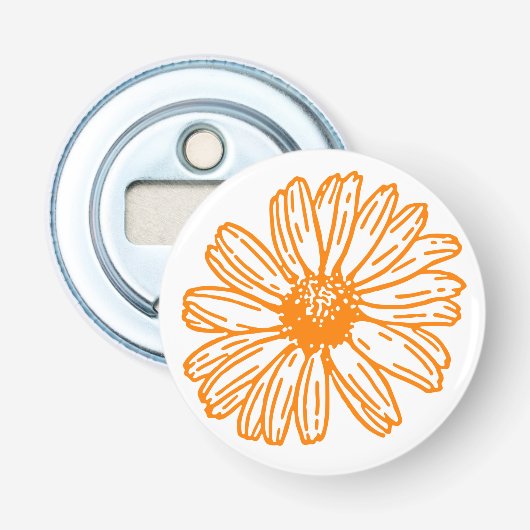Oranje Daisy Flower Print,  Floral Pattern Button Flesopener (Voorkant)