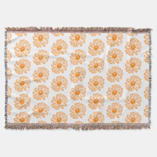 Oranje Daisy Flower Print,  Floral Pattern Deken (Voorkant)