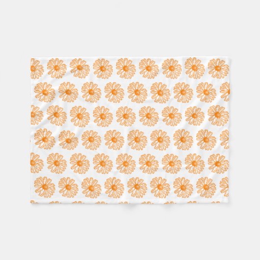 Oranje Daisy Flower Print,  Floral Pattern Fleece Deken (Voorkant (Horizontaal))