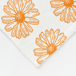 Oranje Daisy Flower Print,  Floral Pattern Fleece Deken