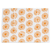 Oranje Daisy Flower Print, Floral Pattern Groot Cadeauzakje (Voorkant)
