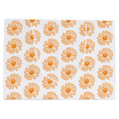Oranje Daisy Flower Print, Floral Pattern Groot Cadeauzakje (Achterkant)