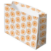 Oranje Daisy Flower Print, Floral Pattern Groot Cadeauzakje (Achterkant Gekanteld)