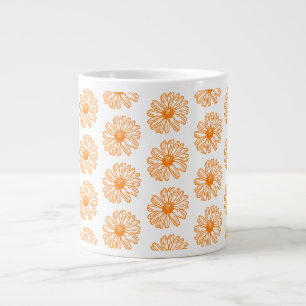 Oranje Daisy Flower Print,  Floral Pattern Grote Koffiekop