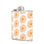 Oranje Daisy Flower Print,  Floral Pattern Heupfles (Links)