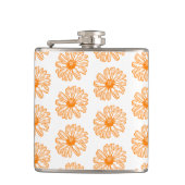 Oranje Daisy Flower Print,  Floral Pattern Heupfles (Voorkant)