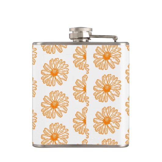 Oranje Daisy Flower Print,  Floral Pattern Heupfles (Achterkant)