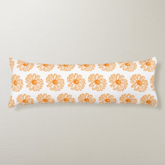 Oranje Daisy Flower Print,  Floral Pattern Lichaamskussen (Voorkant)