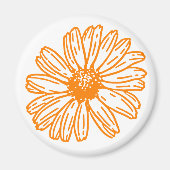 Oranje Daisy Flower Print,  Floral Pattern Magneet (Voorkant)