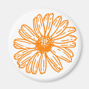 Oranje Daisy Flower Print, Floral Pattern Magneet