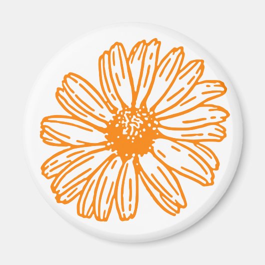 Oranje Daisy Flower Print,  Floral Pattern Magneet (Voorkant)