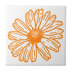 Oranje Daisy Flower Print,  Floral Pattern Tegeltje