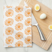 Oranje Daisy Flower Print, Floral Pattern Theedoek (Quarter Fold)