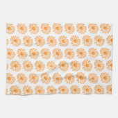 Oranje Daisy Flower Print, Floral Pattern Theedoek (Horizontaal)