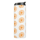 Oranje Daisy Flower Print, Floral Pattern Thermosbeker (Gedraaid links)