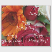 Oranje Daisy Flower Red Roses Floral Bouquet Cadeaupapier (Vlak)