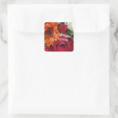 Oranje Daisy Flower Red Roses Floral Bouquet Vierkante Sticker (Tas)