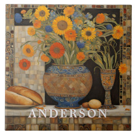 Oranje Daisy Flower Vase Stilleven Tegeltje