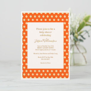 Oranje Daisy Flowers Cute Baby shower Kaart