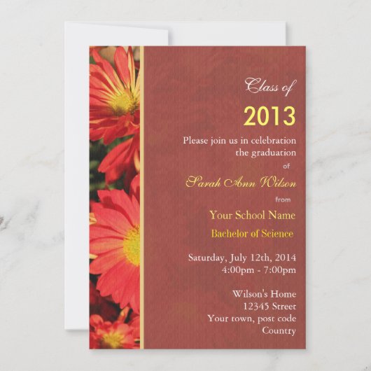 Oranje daisy garden afgestudeerden bloemen kaart (Voorkant)