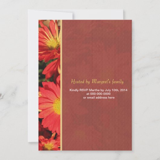 Oranje daisy garden afgestudeerden bloemen kaart (Achterkant)