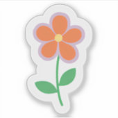 Oranje Daisy |  getrokken bloem Sticker (Voorkant)