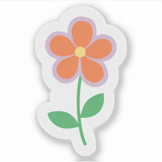 Oranje Daisy | getrokken bloem Sticker (Voorkant)