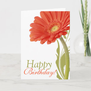 Oranje Daisy Happy Birthday-kaart leeg binnenin Kaart