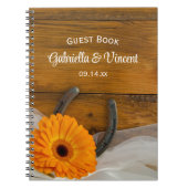 Oranje Daisy Hoefijzer Land Western bruiloft Notitieboek (Voorkant)