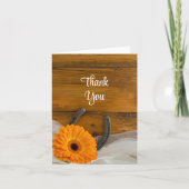 Oranje Daisy Hoefijzer Land Western Dank je Bedankkaart (Voorkant)