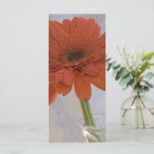 Oranje Daisy in Vase Wedding Programme Programmakaart (Staand voorkant)
