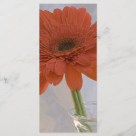 Oranje Daisy in Vase Wedding Programme Programmakaart