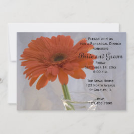 Oranje Daisy in Vase Wedding Rehearsal Dinner Kaart