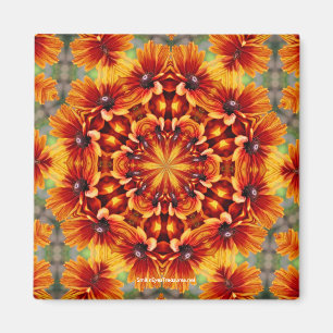 Oranje Daisy Kaleidoscope Flower Photo Magnet