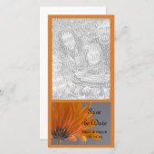 Oranje Daisy op Grijze bruiloft Bewaar de datum Save The Date (Voorkant / Achterkant)