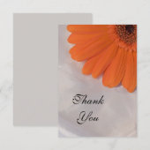 Oranje Daisy op White Satin Flat Notitiekaartje (Voorkant / Achterkant)