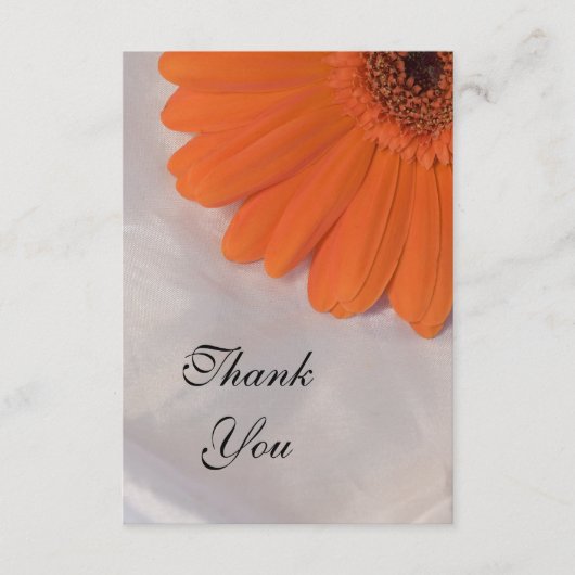 Oranje Daisy op White Satin Flat Notitiekaartje (Voorkant)
