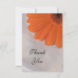 Oranje Daisy op White Satin Flat Notitiekaartje