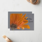 Oranje Daisy over de grijze bruiloft Notitiekaartje (Voorkant / Achterkant in situ)