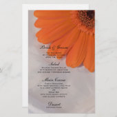 Oranje Daisy over het Wit Satin Weddenschap Menu (Voorkant / Achterkant)