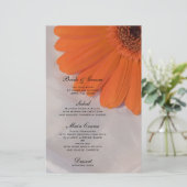 Oranje Daisy over het Wit Satin Weddenschap Menu (Staand voorkant)
