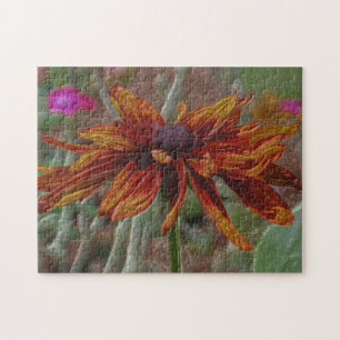 Oranje Daisy Pencil Flower Art Legpuzzel